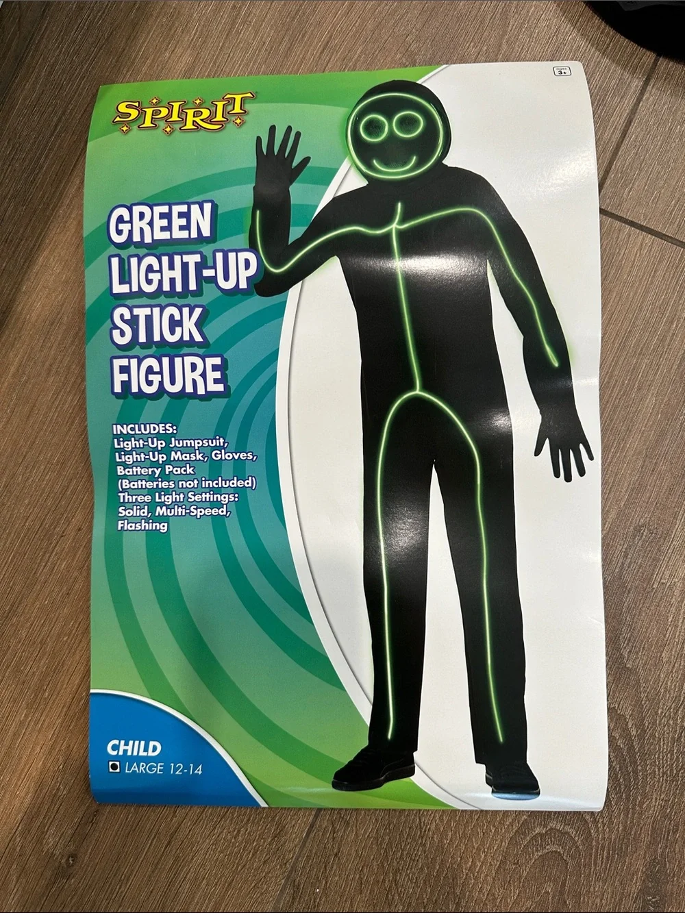 Spirit Black Costume with Green Trim Kids Light-Up Stick Figure. - Picture 3 of 3